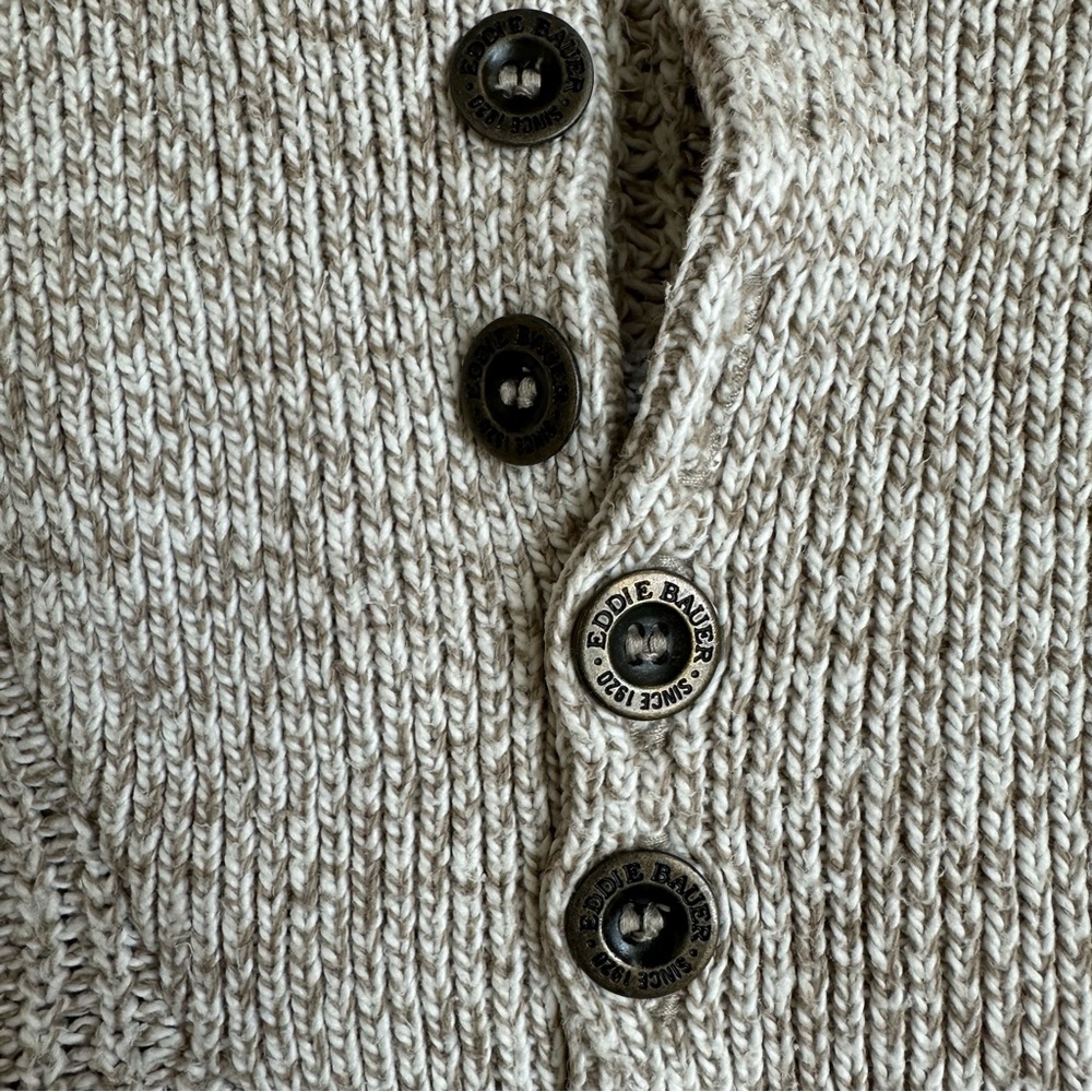 Eddie Bauer Vintage Men’s Oversized Cotton Henley Sweater USA L - Picture 6 of 13